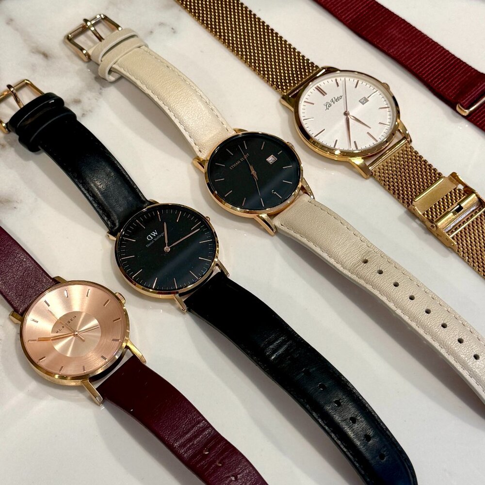Daniel Wellington Petite Sheffield Black and Gold Watch + Interchangeable Strap